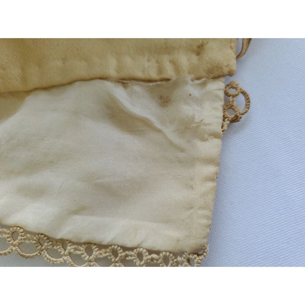 Antique Baby Bonnet Hand Sewn Tatted Embroidered 1890s Turn of Century Lined